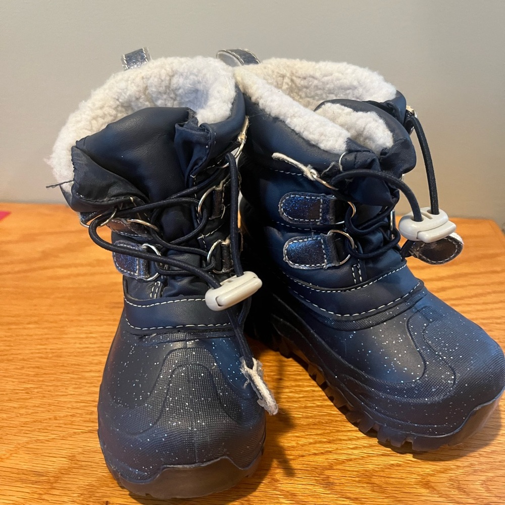 Navy Blue Winter Boots with Faux Fur Lining